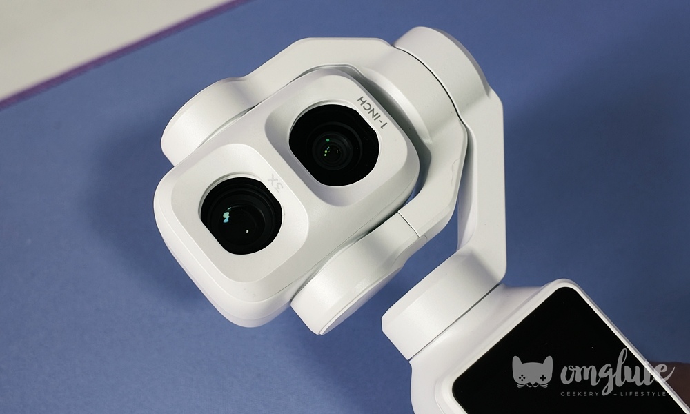DJI Osmo Pocket 4P Pearl White Dual Camera Closeup