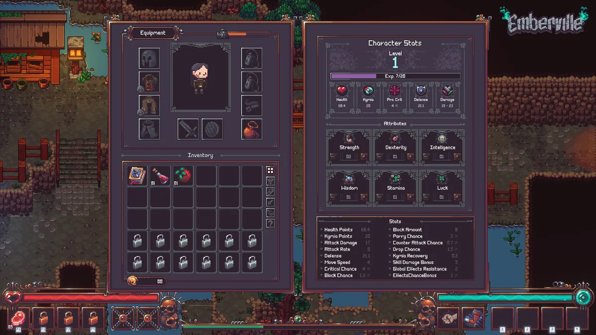 Emberville Character Stats Equipment
