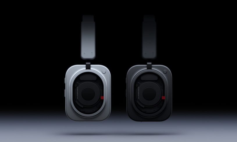 Nothing Headphone (1) Pro in black and white on a dark studio backdrop